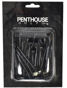 Penthouse Golf- 2 3/4 Tees + 2 Ball Markers Pack