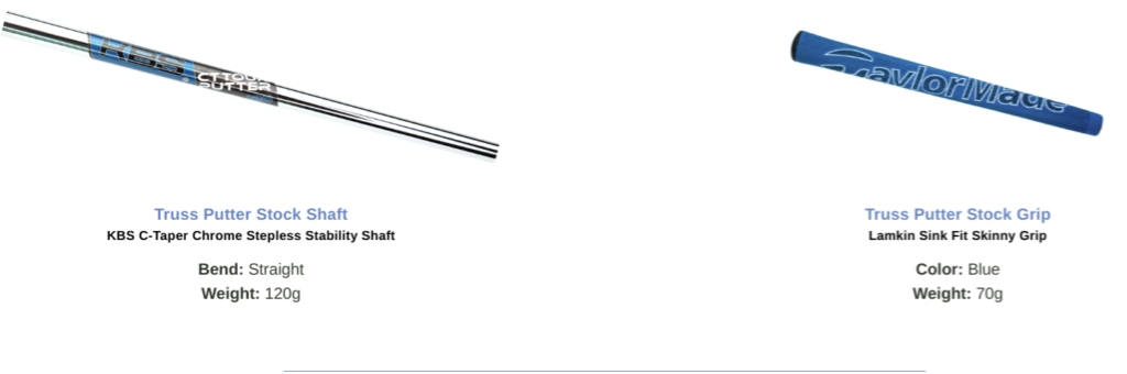 TaylorMade truss putters specs