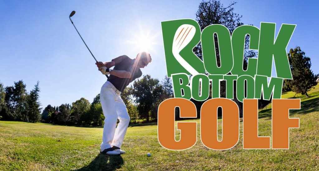 golf apparel banner with Rock Bottom Golf Logo