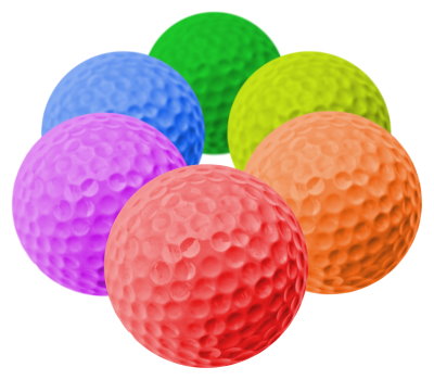 High Visibility Golf Balls arranged in a hexagon 