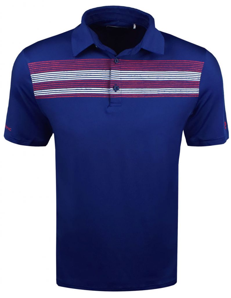 Etonic Golf Chest Stripe Print USA Polo Shirt