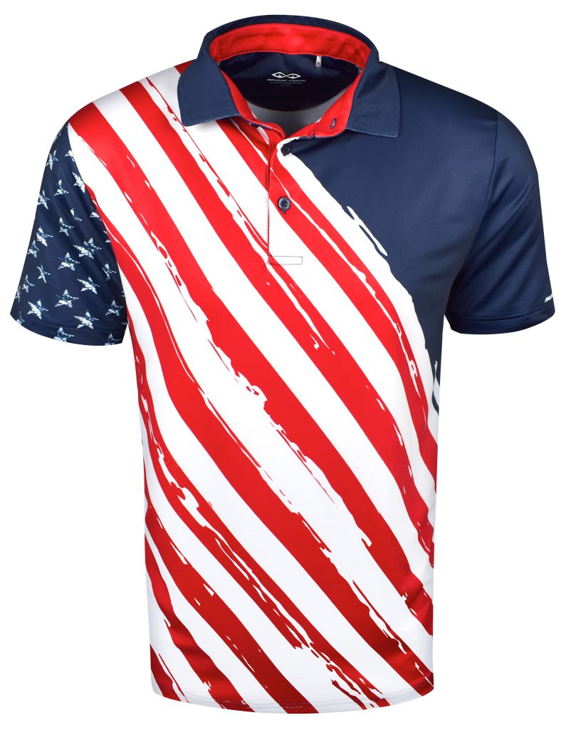 Snake Eyes Golf Patriot Print Polo Shirt - red rush