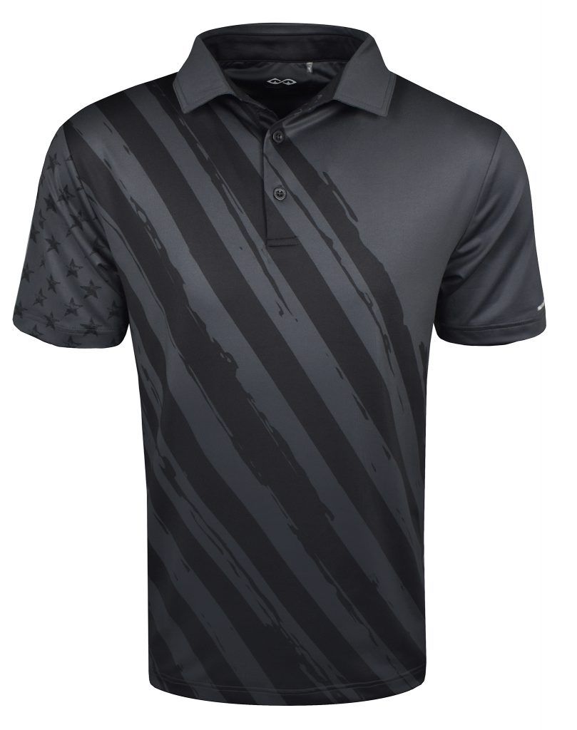 Snake Eyes Golf Patriot Print Polo Shirt - charcoal