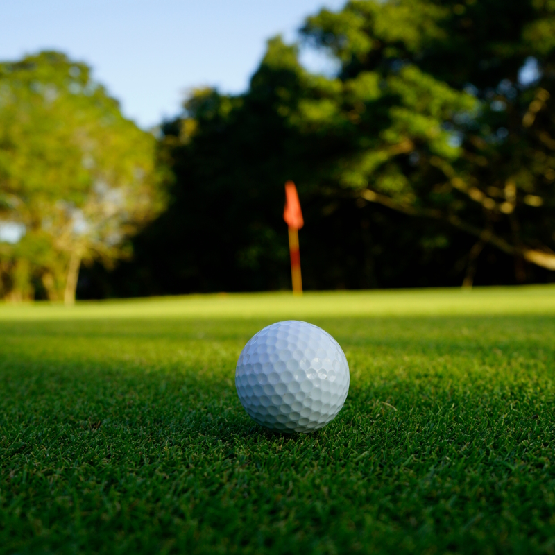 Golf ball on the green on the golf course