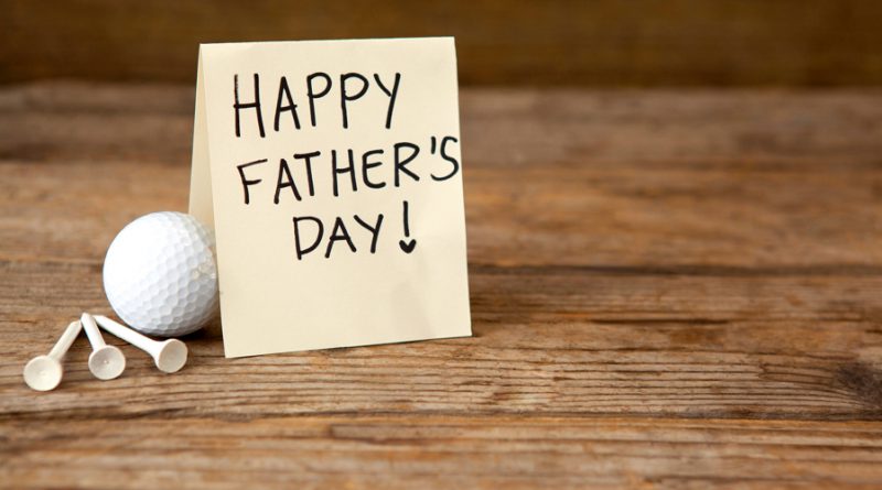 Happy fathers day message with sports equipments