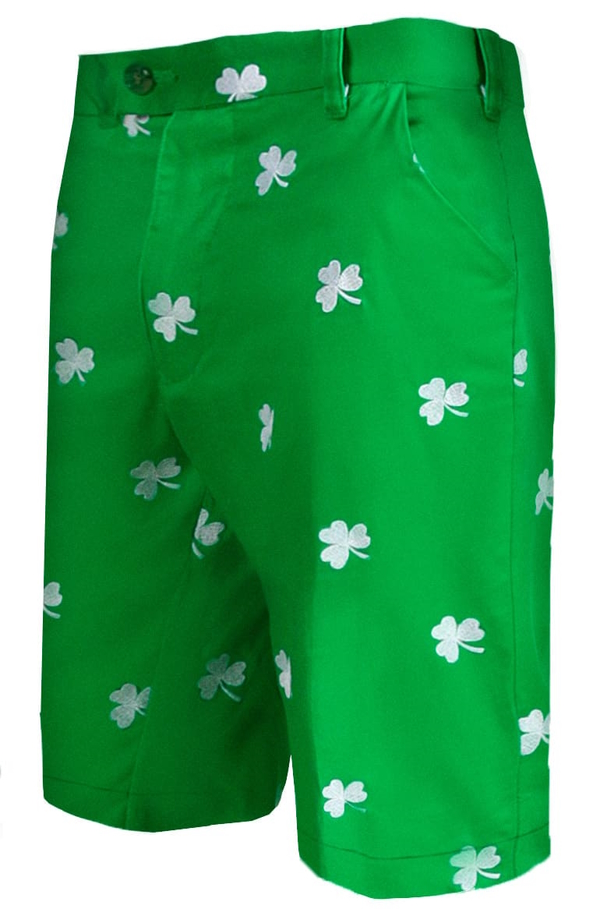 Loudmouth Golf Embroidered Shamrock Cotton Shorts