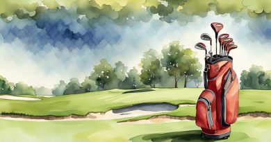 golf bag on a golf course - watercolor - feature blog image
