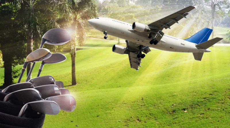 Traveling with your golf clubs on flights - airplane, golf course, and golf clubs