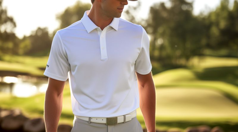 golf apparel being modeled by a male golfer on the golf course
