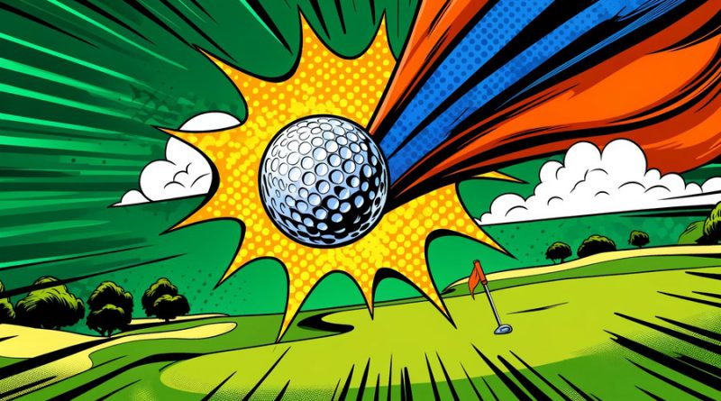 the perfect golf ball for different conditions - blog post feature image - golf ball superhero style drawing