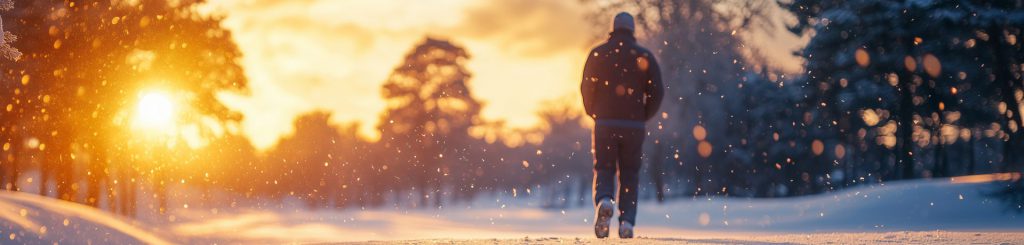 store your golf clubs for winter - blog post image - golfer walking the golf course in winter