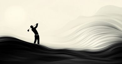 minimalist golf club set - driver setting up a drive - art deco style image