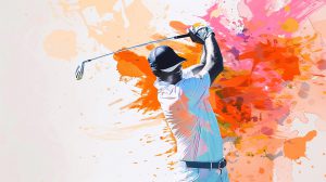 modern art abstract - pro golfer hitting ball - feature image