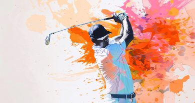 modern art abstract - pro golfer hitting ball - feature image