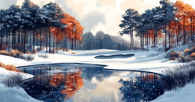 art abstract - golf course in winter