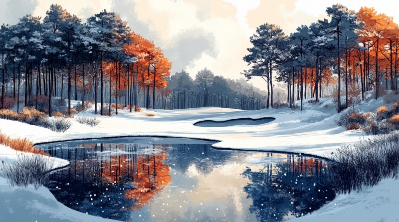 art abstract - golf course in winter