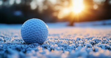 winter golf - golf ball in snow image