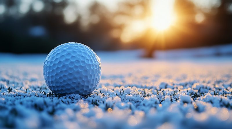 winter golf - golf ball in snow image