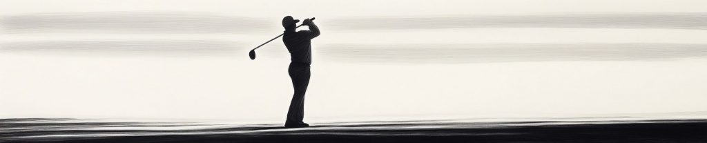 player on a golf course black and white drawing image - trade-in your clubs