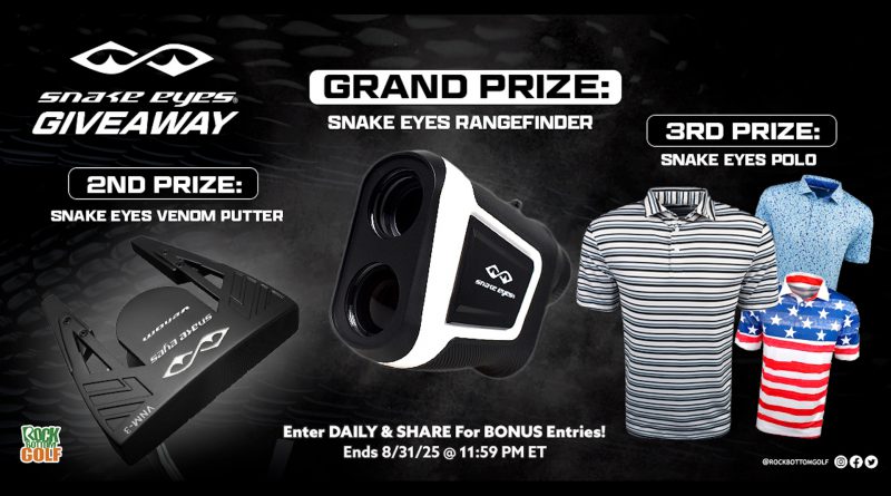 August 2025 Snake Eyes Golf Gear Giveaway feature image with prizes