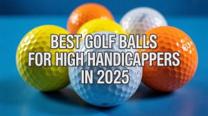 golf balls on a blue background