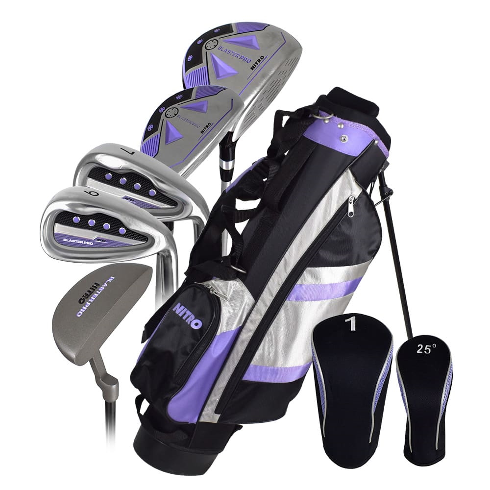Nitro Golf Blaster Pro Junior Girls 8 Piece Complete Set With Bag Graphite (Ages 9-12)