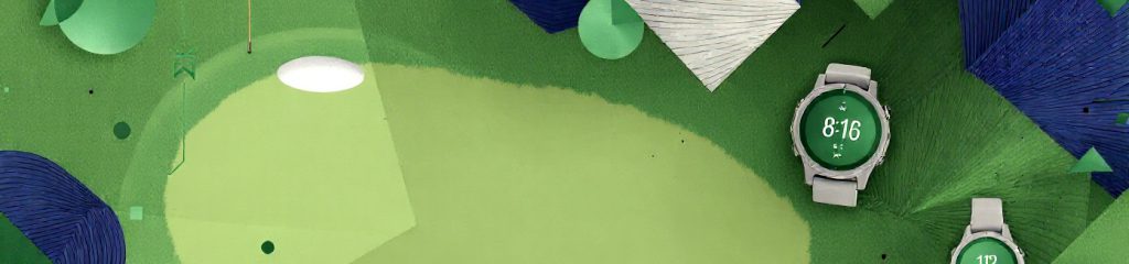 abstract image of golf green with gold watches - for A Quick Note on Etiquette section header