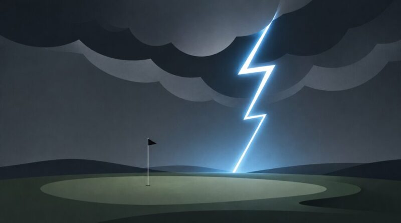 lightning strike on a golf course - abstract minimalist image
