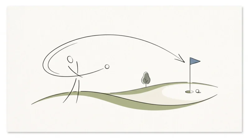 generic minimalist abstract drawing of a golfer hitting off the tee - for mini driver post feature image