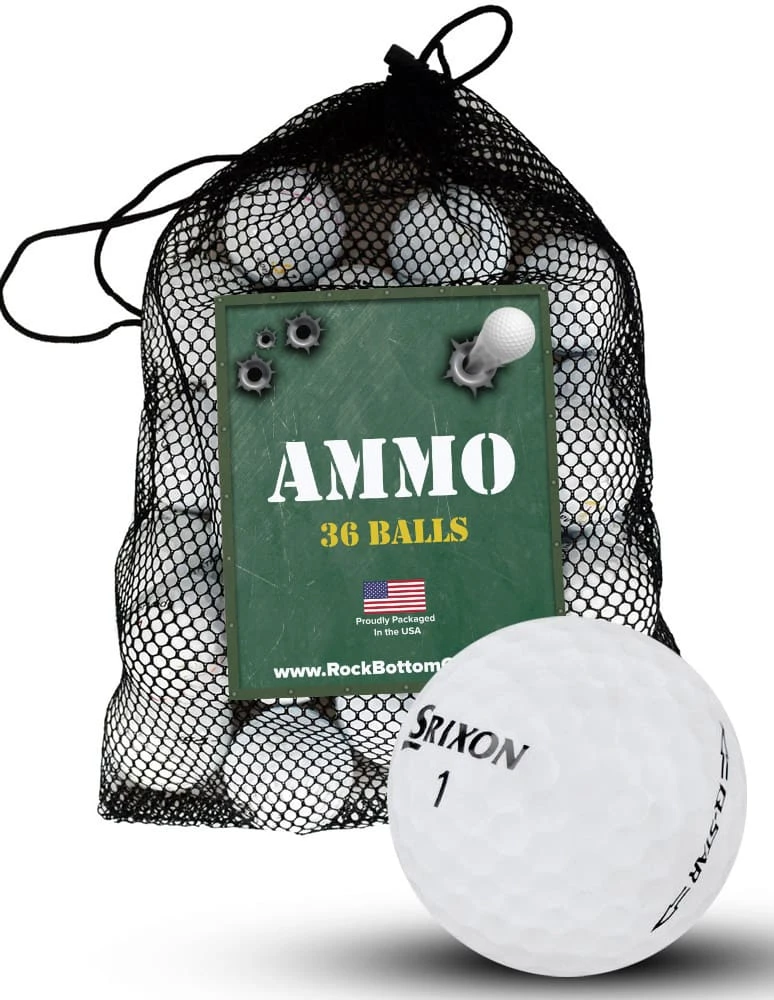 Srixon Assorted Mix recycled used golf balls, 36-ball ammo bag